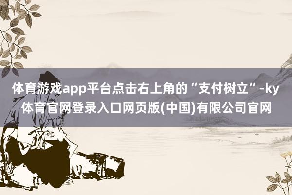 体育游戏app平台点击右上角的“支付树立”-ky体育官网登录入口网页版(中国)有限公司官网