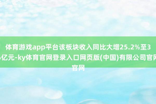体育游戏app平台该板块收入同比大增25.2%至36亿元-ky体育官网登录入口网页版(中国)有限公司官网